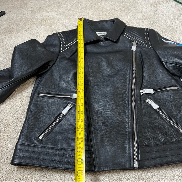 Zadig & Voltaire Kawai Cuir Paint 100% Cow Leather Jacket Sz L NWT - Picture 9 of 13